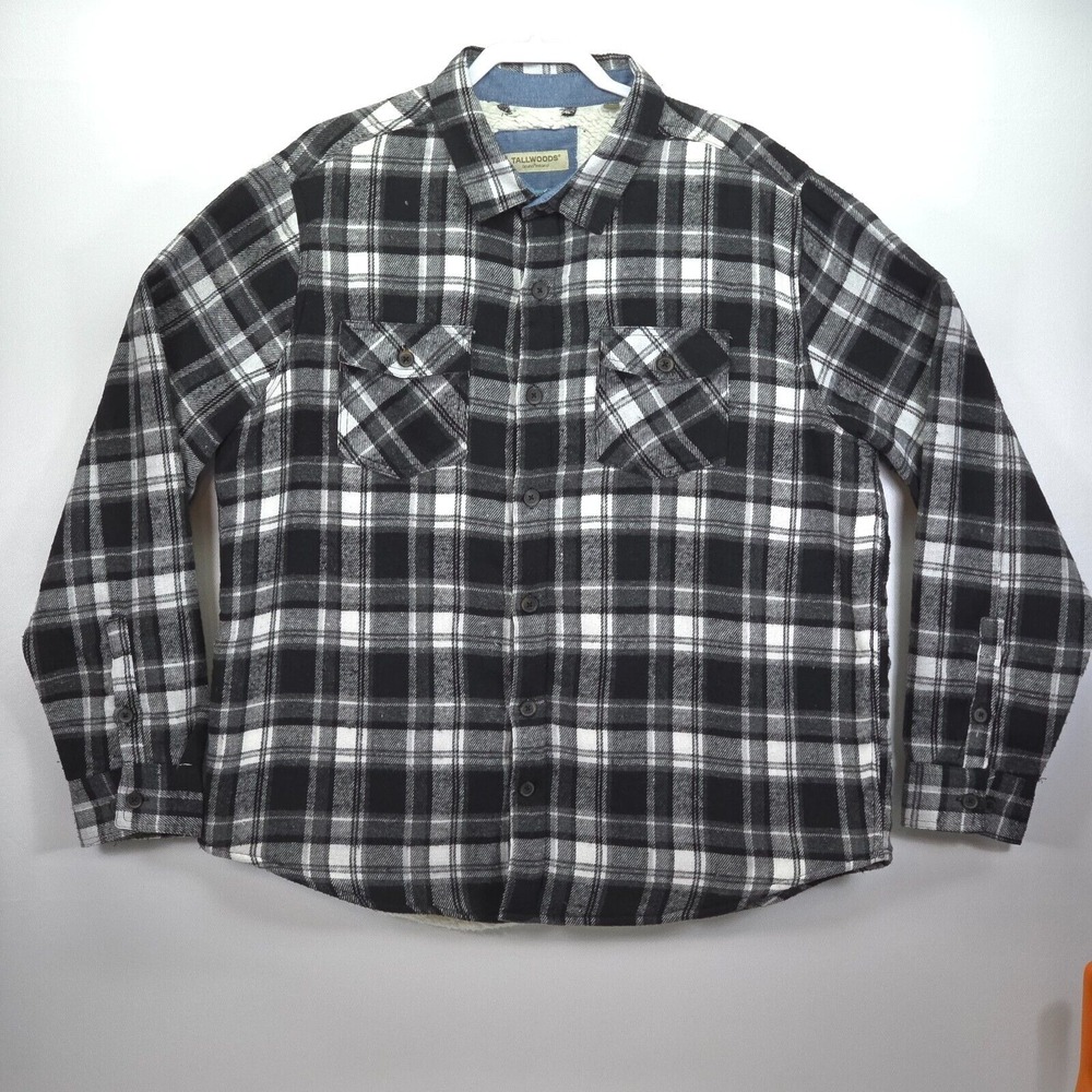 Tallwoods Flannel Shacket‎ Mens XL Tartan Plaid Sherpa Lined Heavyweight Barn